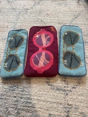 3 Sunglasses Pattern glasses Sleeve - Pink & Teal Knit Soft Case